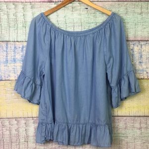 Crown & Ivy Blue Chambray Shirt Size XL